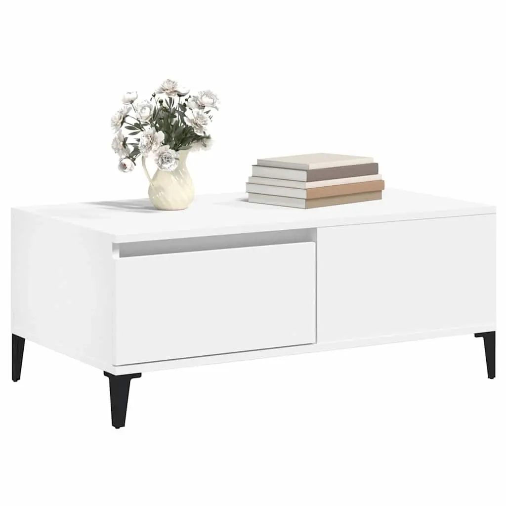 Coffee Table White Modern 90x50cm Engineered Wood