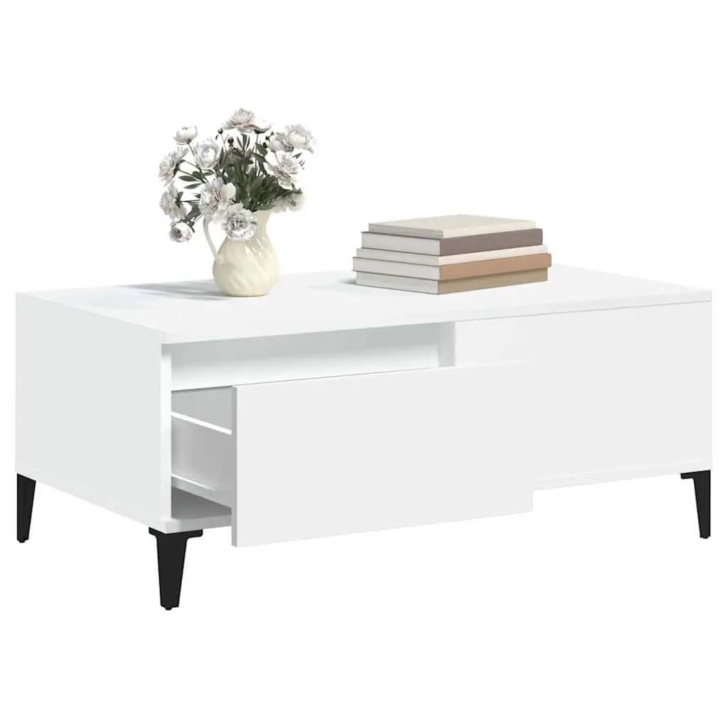 Coffee Table White Modern 90x50cm Engineered Wood