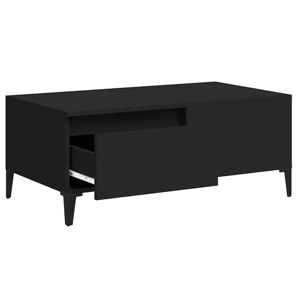 Black Coffee Table with Drawer Storage 90x50x36.5 cm