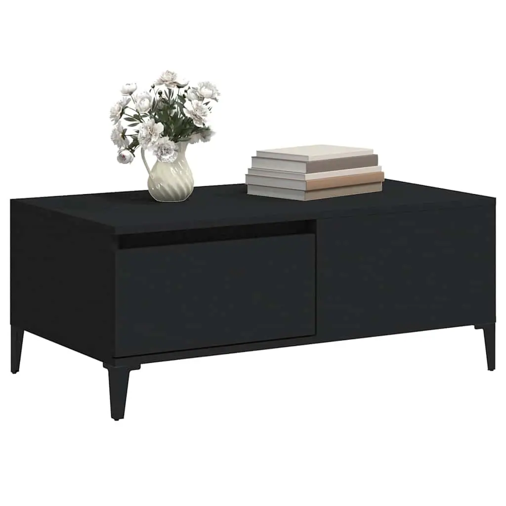 Black Coffee Table with Drawer Storage 90x50x36.5 cm