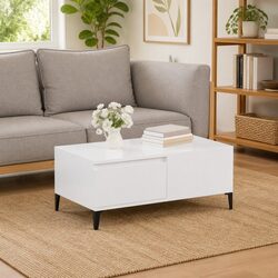 High Gloss White Coffee Table with Storage Drawer
