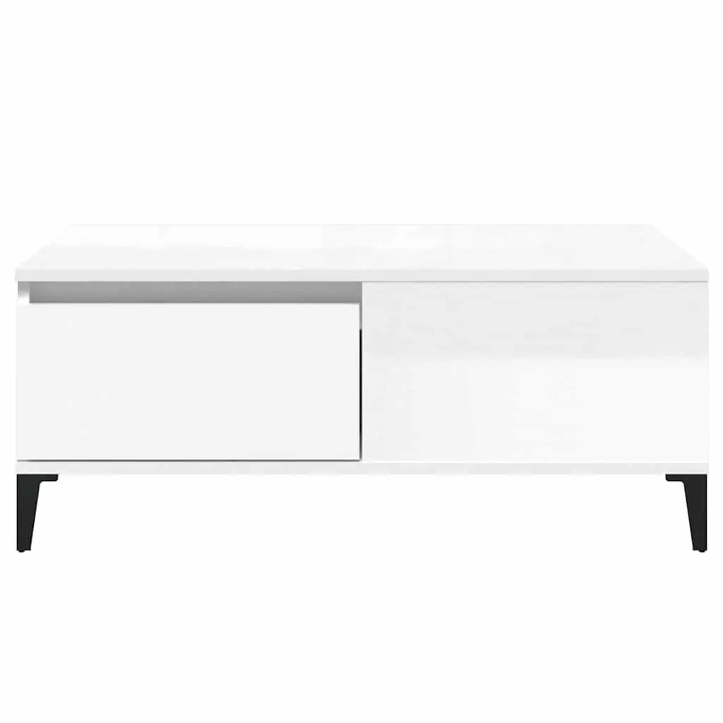 High Gloss White Coffee Table with Storage Drawer