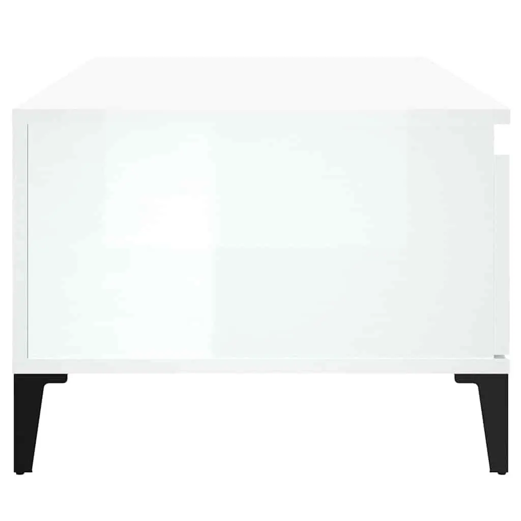 High Gloss White Coffee Table with Storage Drawer