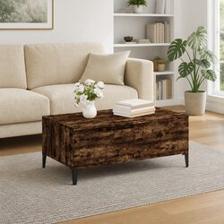 Brown Engineered Wood Coffee Table with Storage Drawer