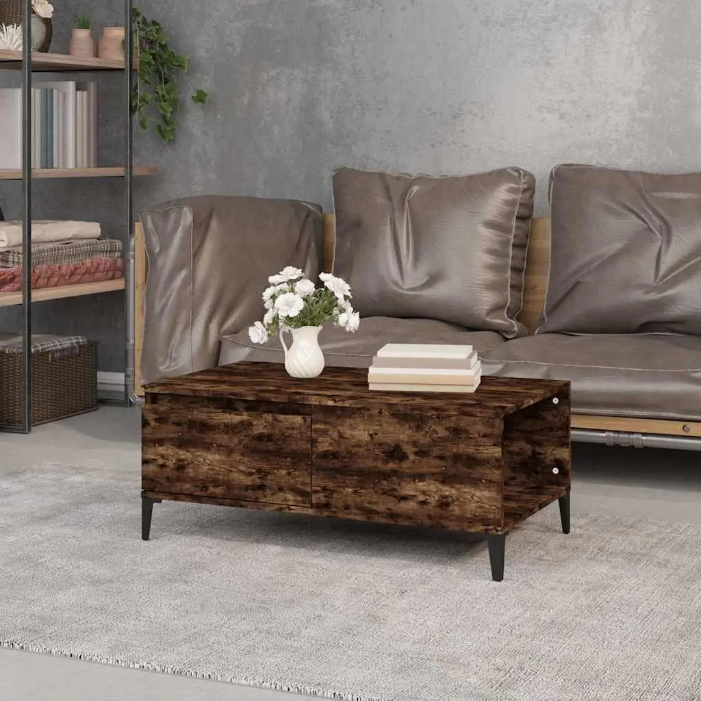 Coffee Table Brown Engineered Wood Storage Drawer Living Room
