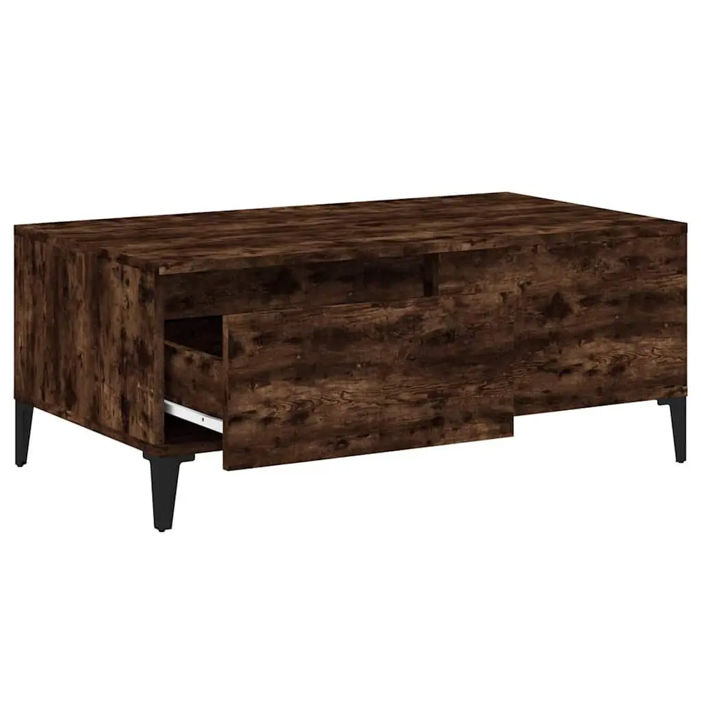 Coffee Table Brown Engineered Wood Storage Drawer Living Room