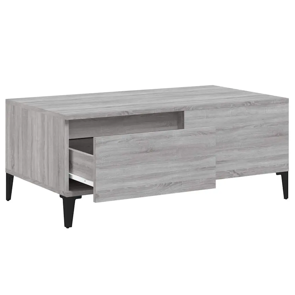 Coffee Table Grey Sonoma with Drawer Storage Engineered Wood 90 x 50 x 36.5 cm