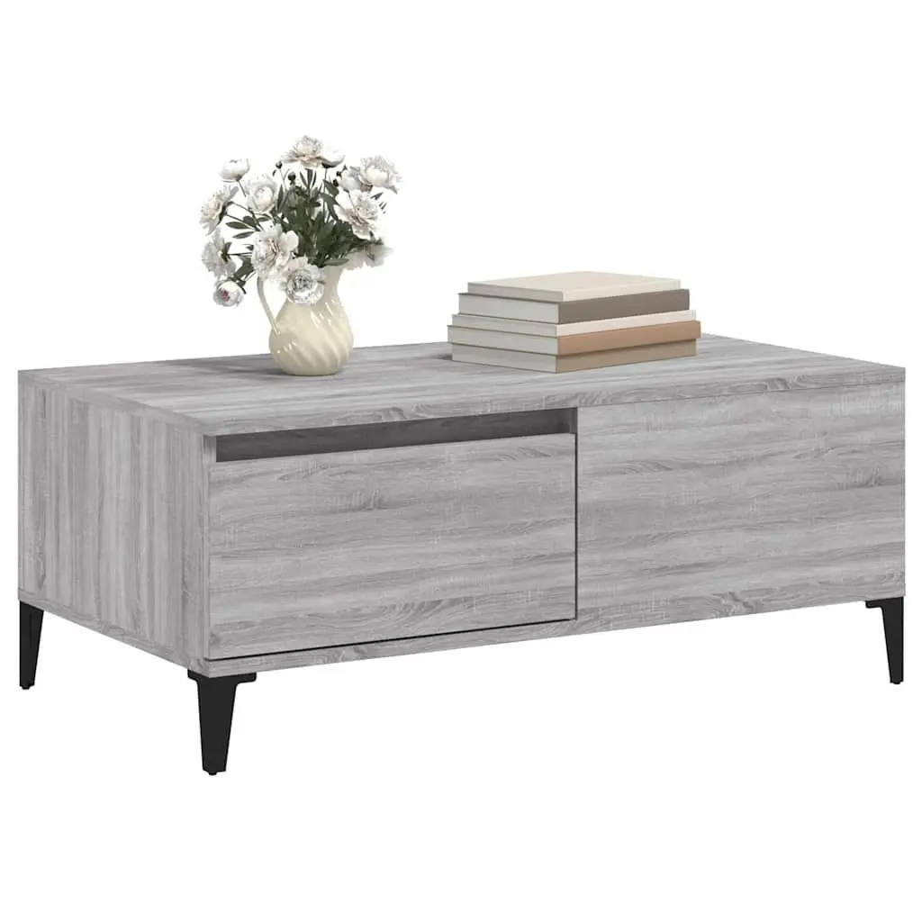 Coffee Table Grey Sonoma with Drawer Storage Engineered Wood 90 x 50 x 36.5 cm