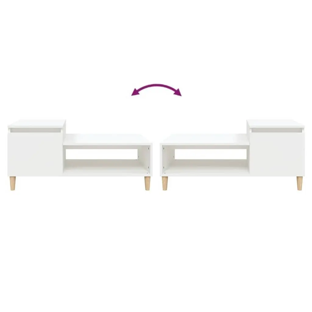Coffee Table White Engineered Wood 100 x 50 x 45 cm Storage Compartment Shelf