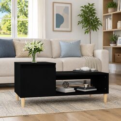 Elegant Black Coffee Table with Storage Compartment