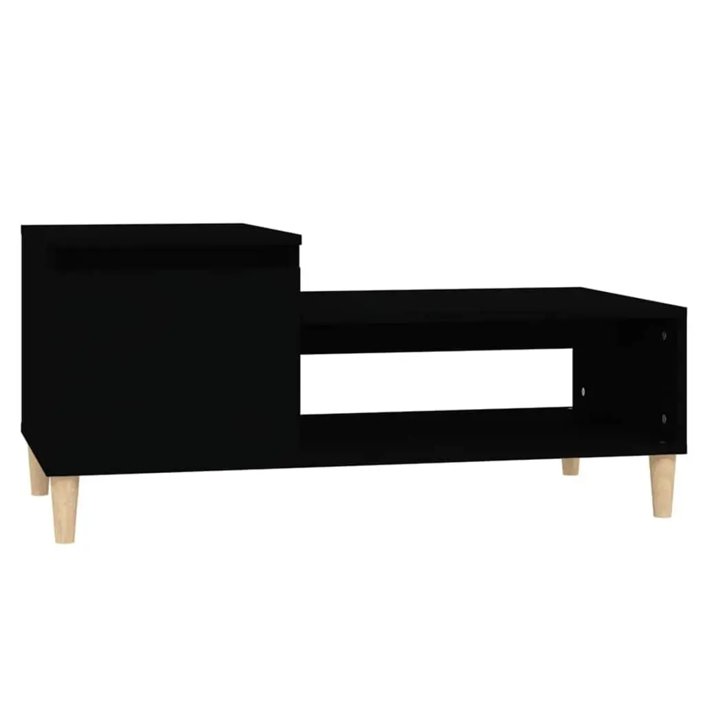 Coffee Table Black Engineered Wood Storage Compartment Shelf 100 x 50 x 45 cm