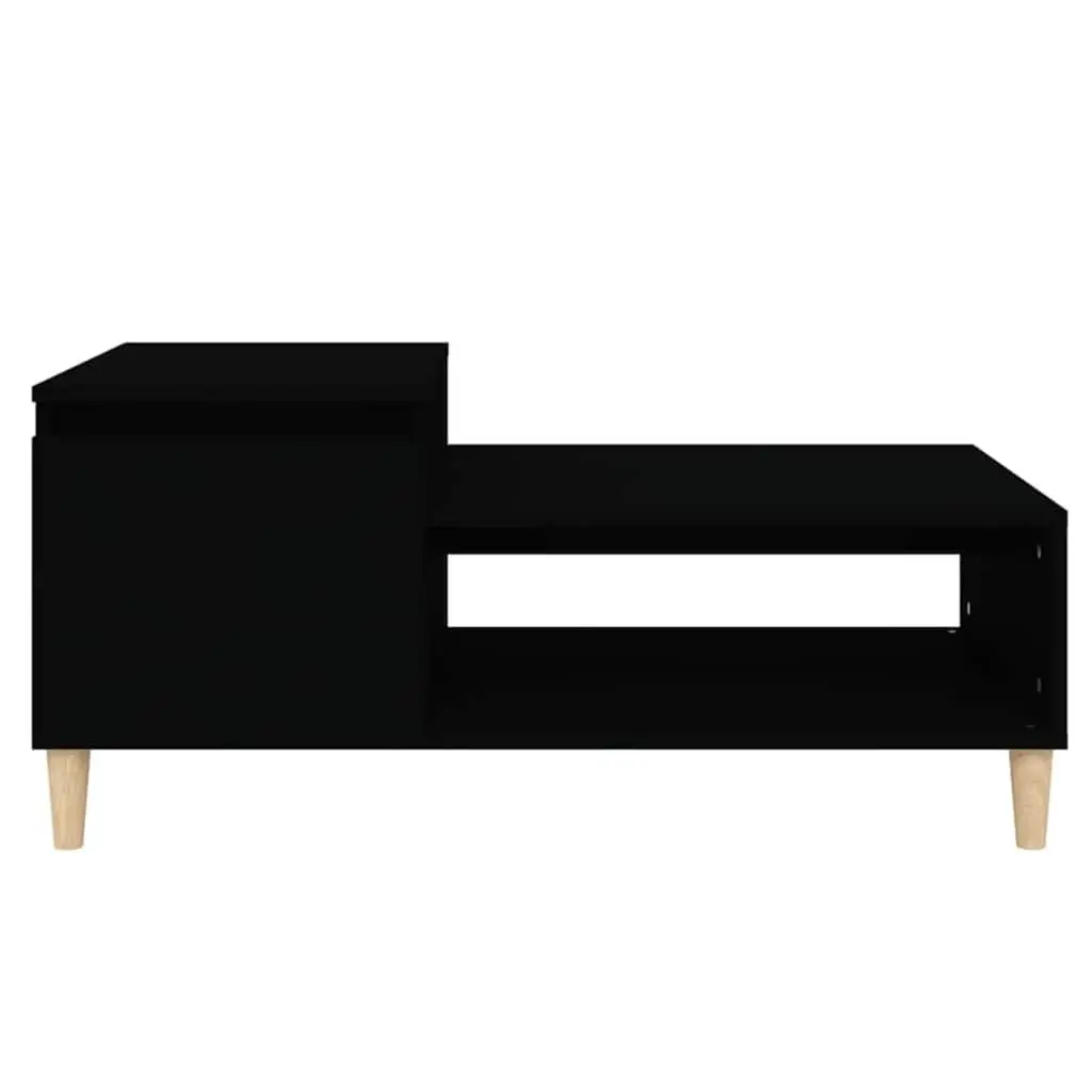 Coffee Table Black Engineered Wood Storage Compartment Shelf 100 x 50 x 45 cm