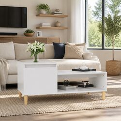 Stylish High Gloss White Coffee Table with Storage