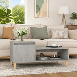 Grey Engineered Wood Coffee Table with Storage Compartment