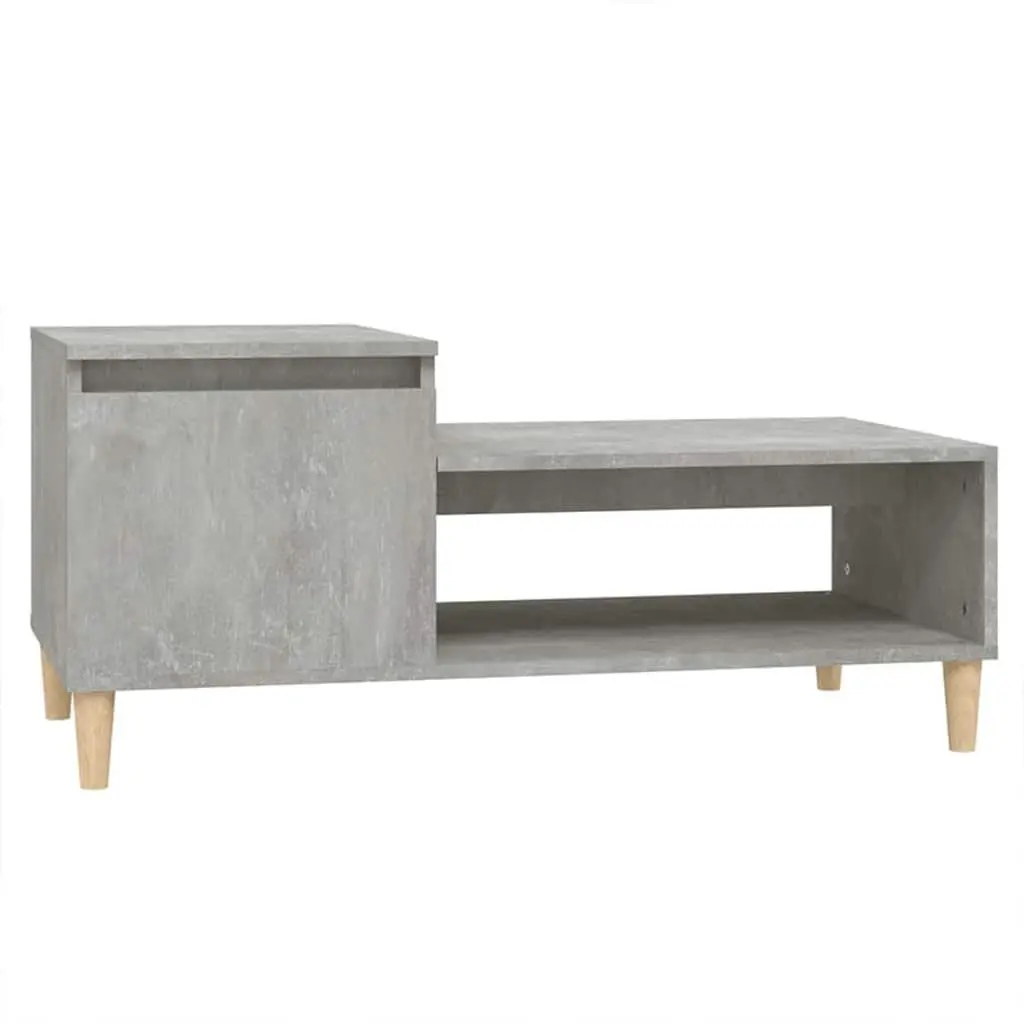 Coffee Table Grey Engineered Wood Storage Compartment Shelf
