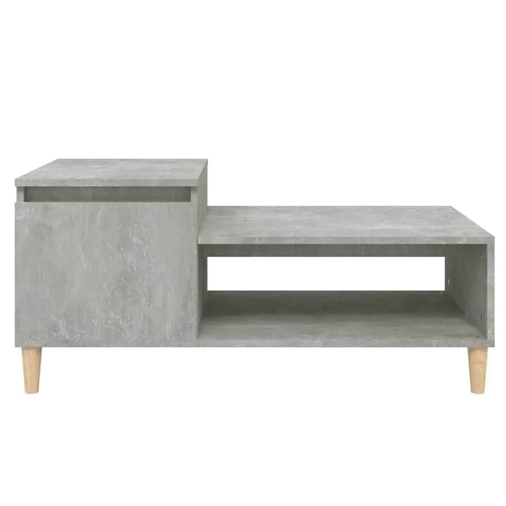 Coffee Table Grey Engineered Wood Storage Compartment Shelf