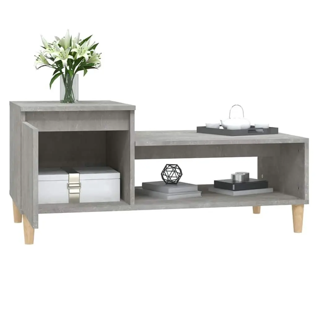 Coffee Table Grey Engineered Wood Storage Compartment Shelf