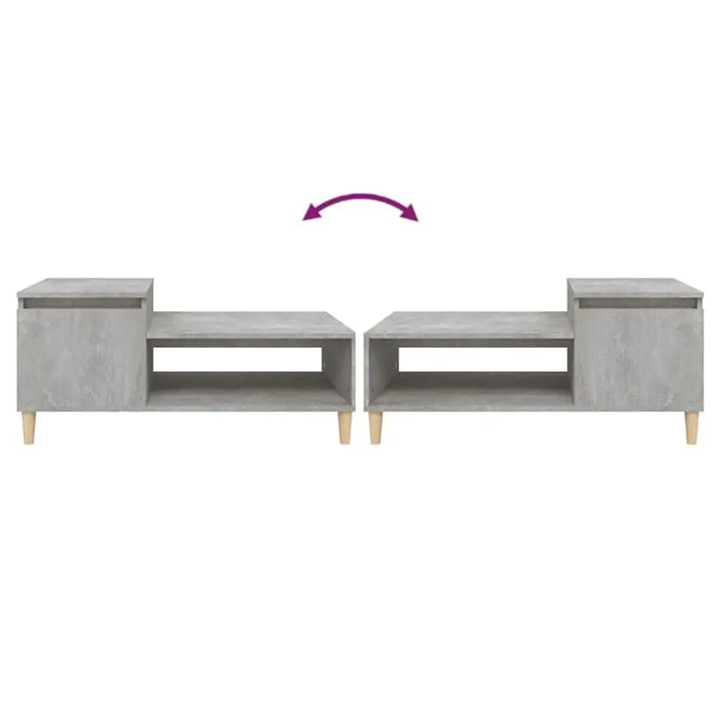Coffee Table Grey Engineered Wood Storage Compartment Shelf