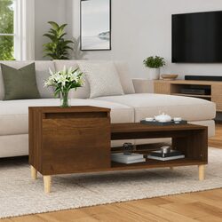 Brown Oak Coffee Table with Storage Compartment