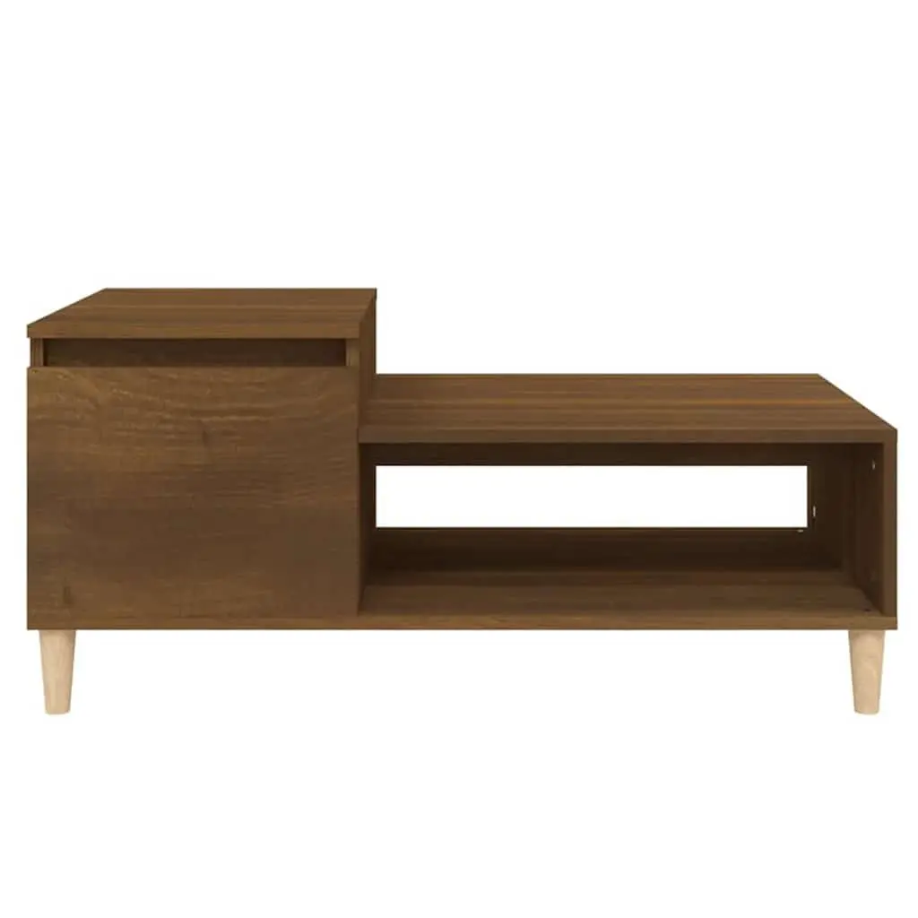 Brown Oak Coffee Table with Storage Compartment