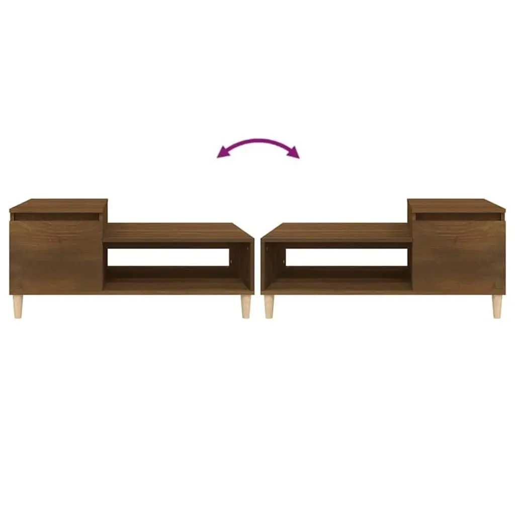 Brown Oak Coffee Table with Storage Compartment