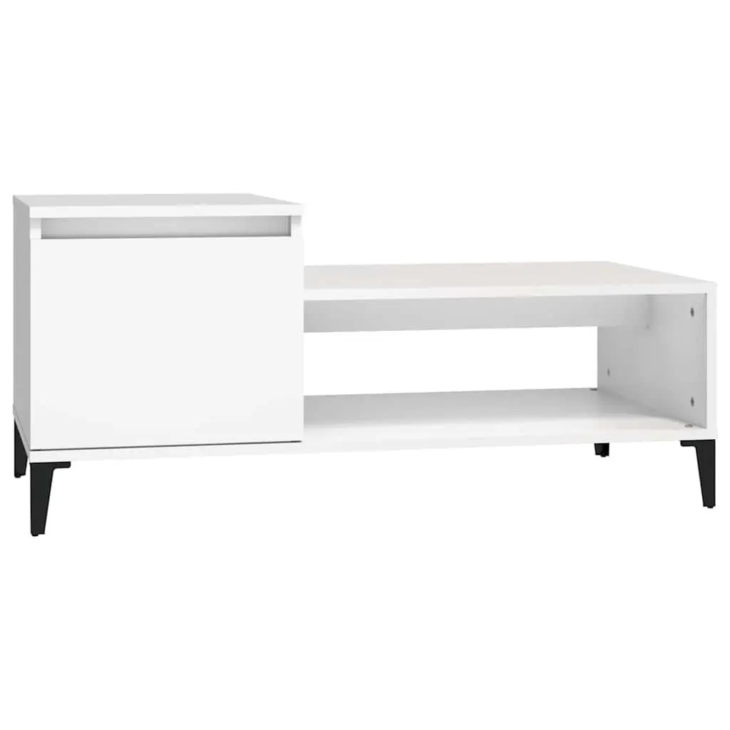 Coffee Table White Engineered Wood 100L x 50W x 45H cm Living Room Accent Furniture with Storage