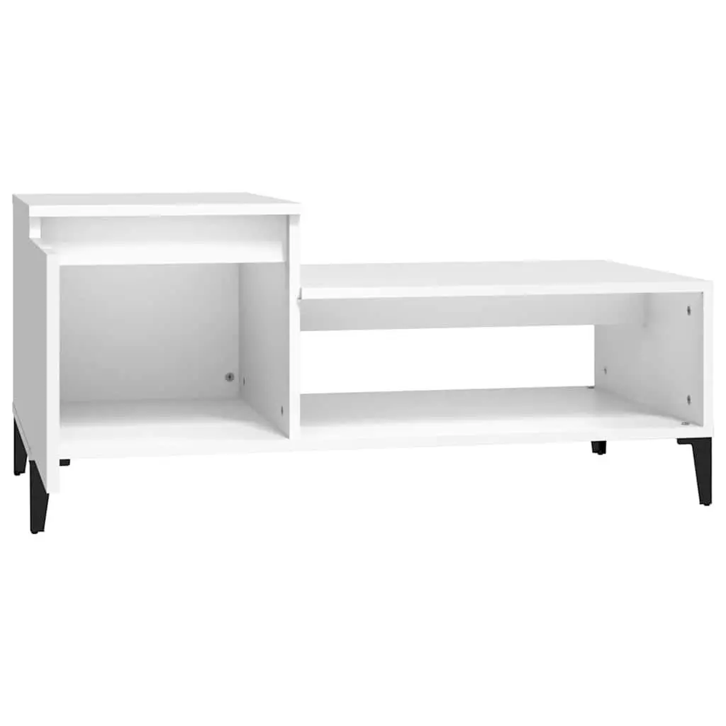 Coffee Table White Engineered Wood 100L x 50W x 45H cm Living Room Accent Furniture with Storage