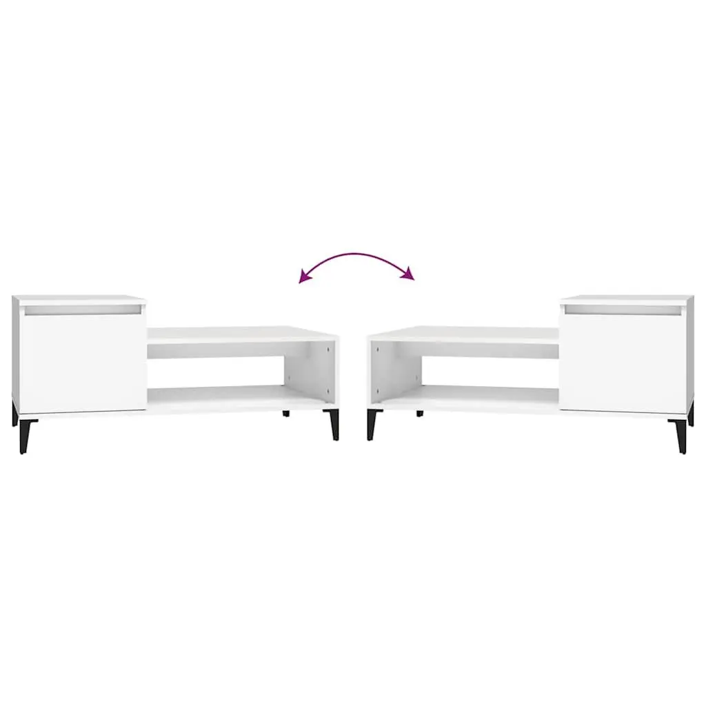 Coffee Table White Engineered Wood 100L x 50W x 45H cm Living Room Accent Furniture with Storage