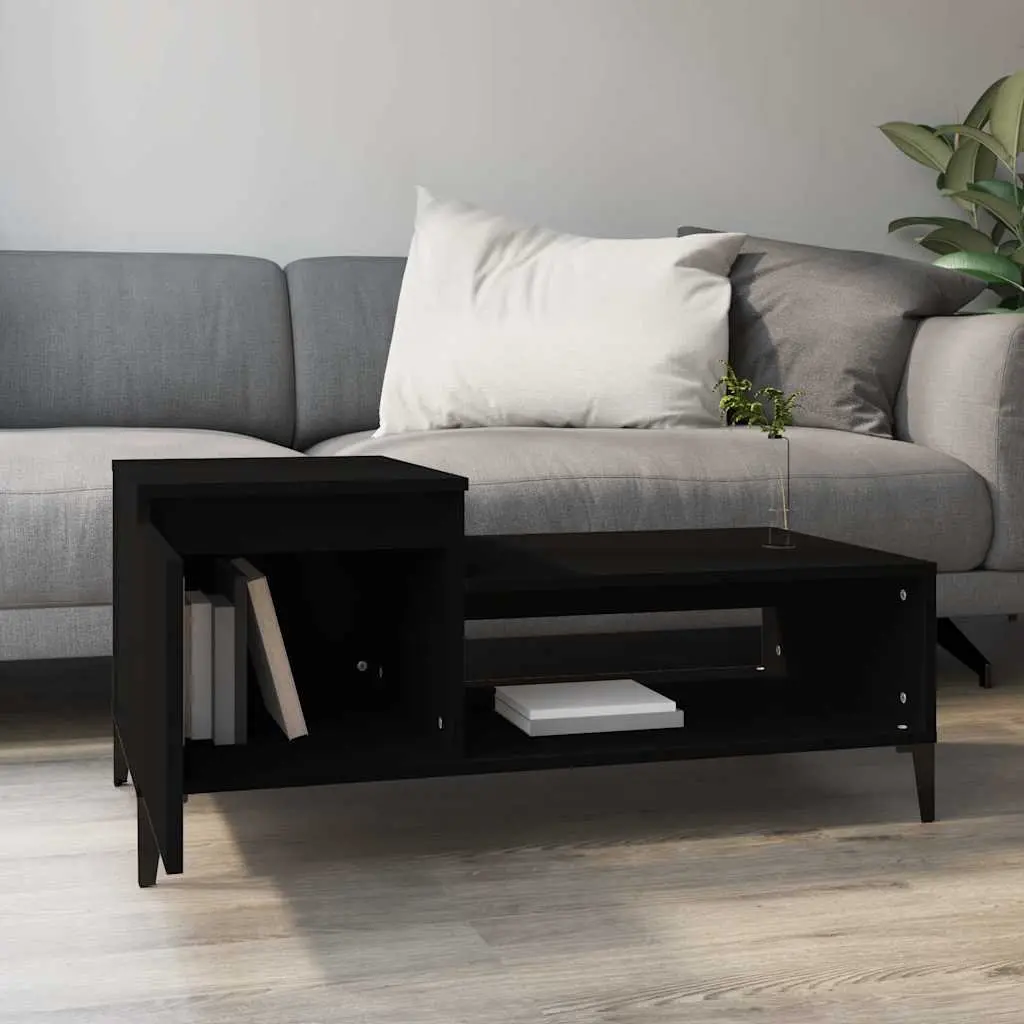 Coffee Table Black Engineered Wood 100 x 50 x 45 cm