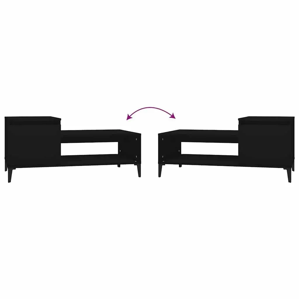 Coffee Table Black Engineered Wood 100 x 50 x 45 cm