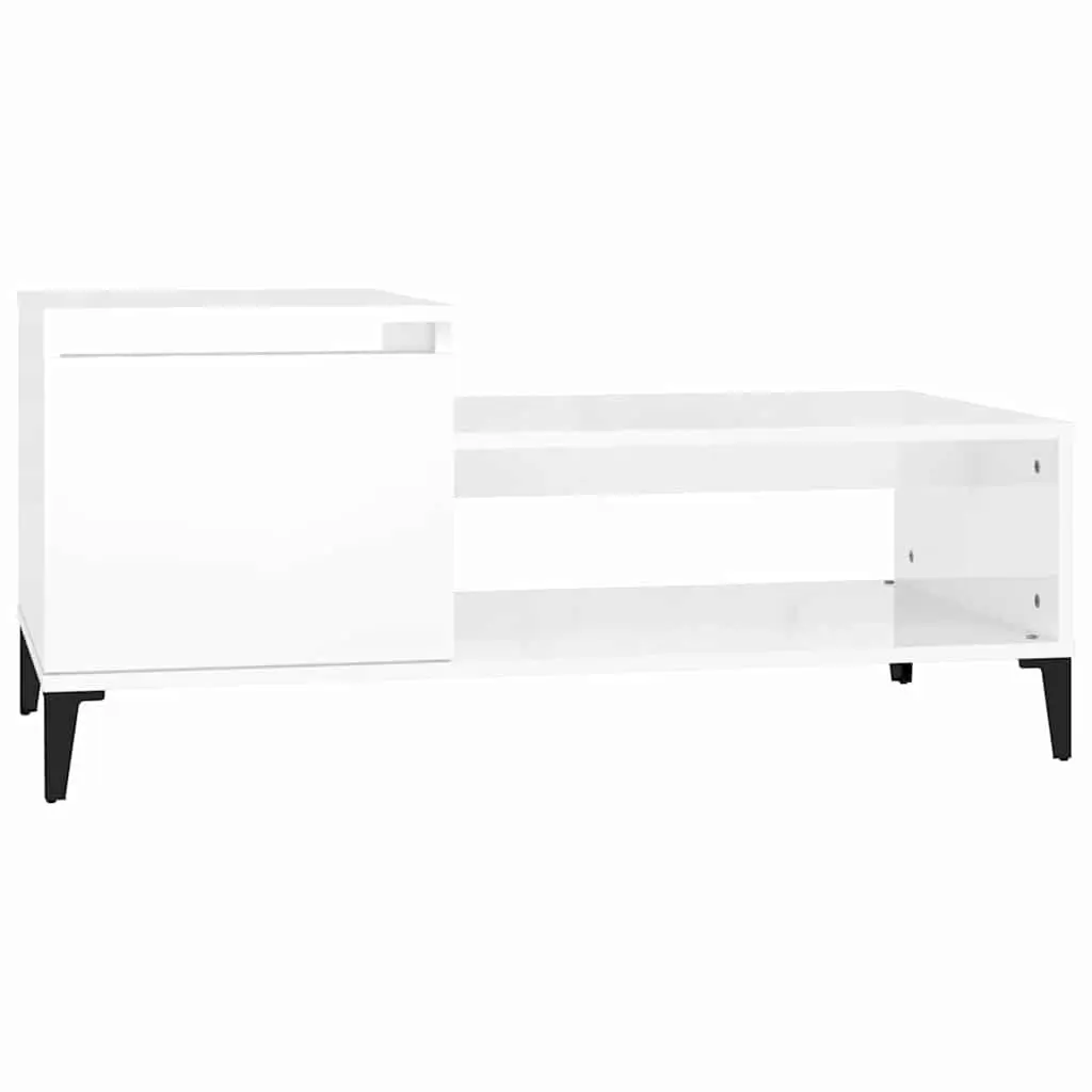 Coffee Table High Gloss White 100 x 50 x 45 cm Engineered Wood