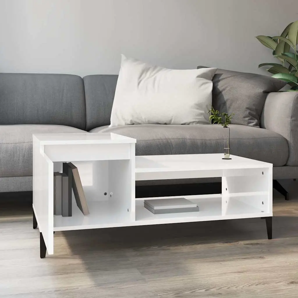 Coffee Table High Gloss White 100 x 50 x 45 cm Engineered Wood