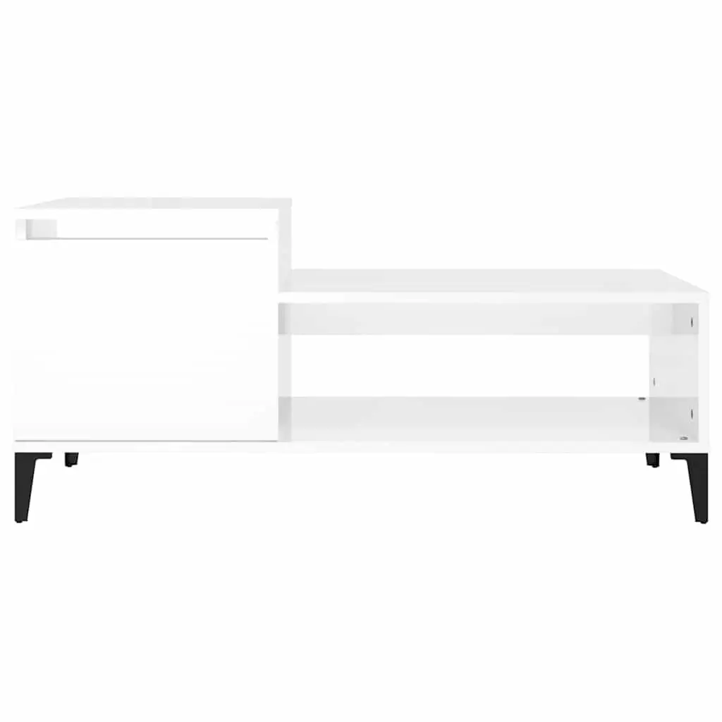 Coffee Table High Gloss White 100 x 50 x 45 cm Engineered Wood