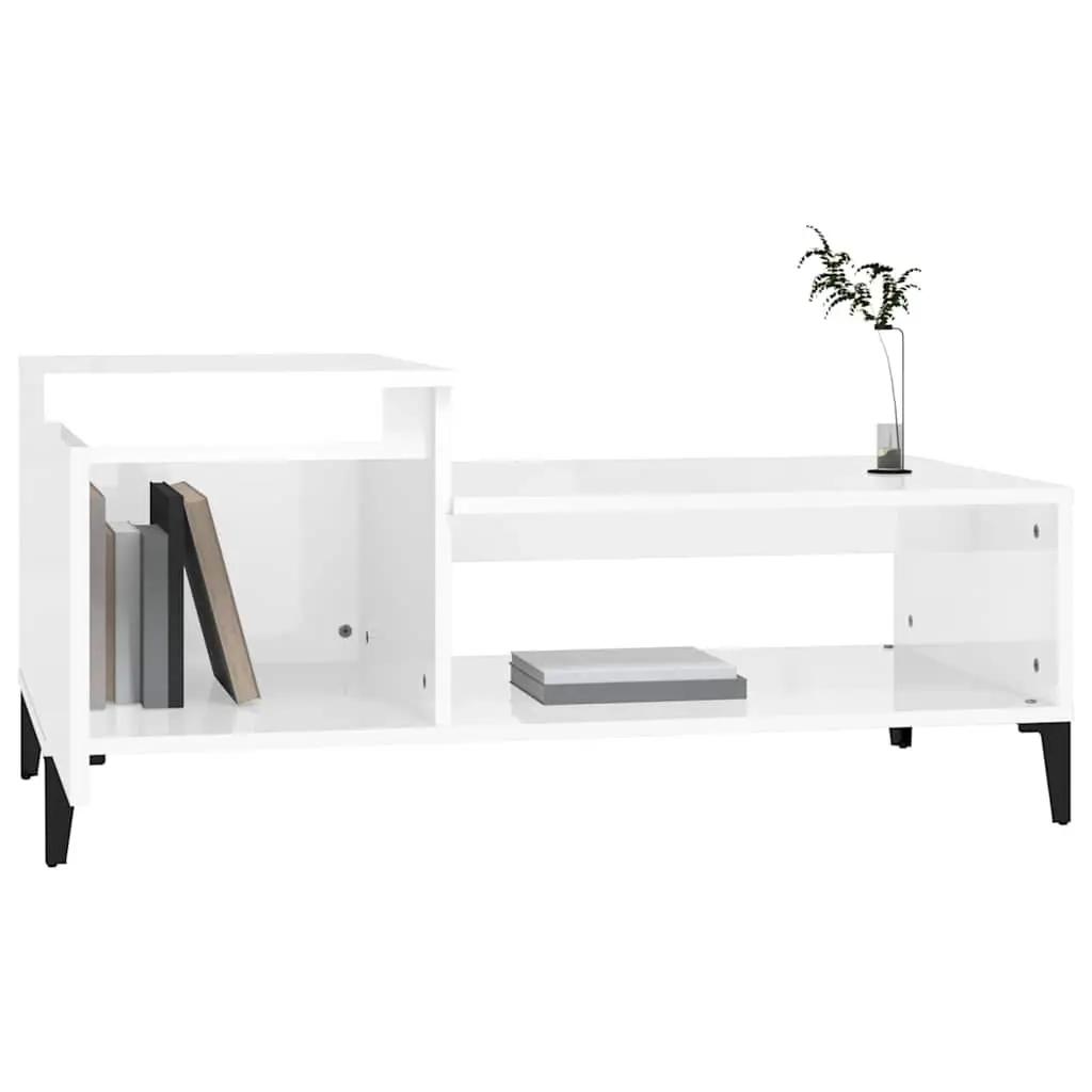 Coffee Table High Gloss White 100 x 50 x 45 cm Engineered Wood