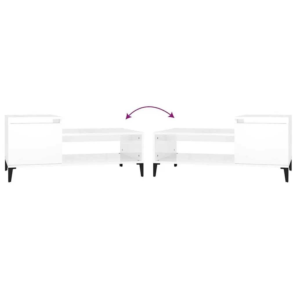 Coffee Table High Gloss White 100 x 50 x 45 cm Engineered Wood