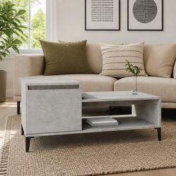 Grey Engineered Wood Coffee Table with Storage Compartment