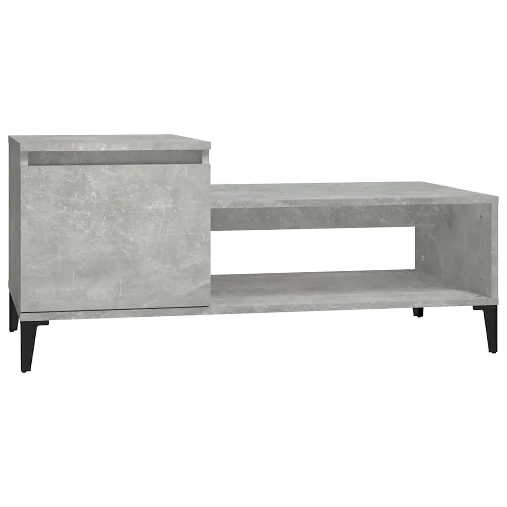 Coffee Table Grey Engineered Wood 100x50x45cm Storage Compartment Shelf Door