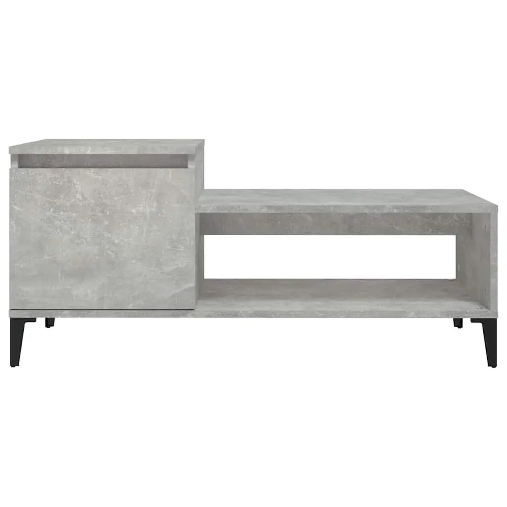 Coffee Table Grey Engineered Wood 100x50x45cm Storage Compartment Shelf Door