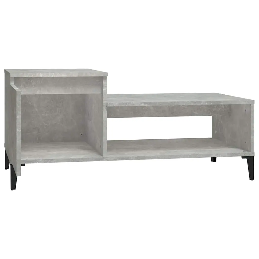 Coffee Table Grey Engineered Wood 100x50x45cm Storage Compartment Shelf Door
