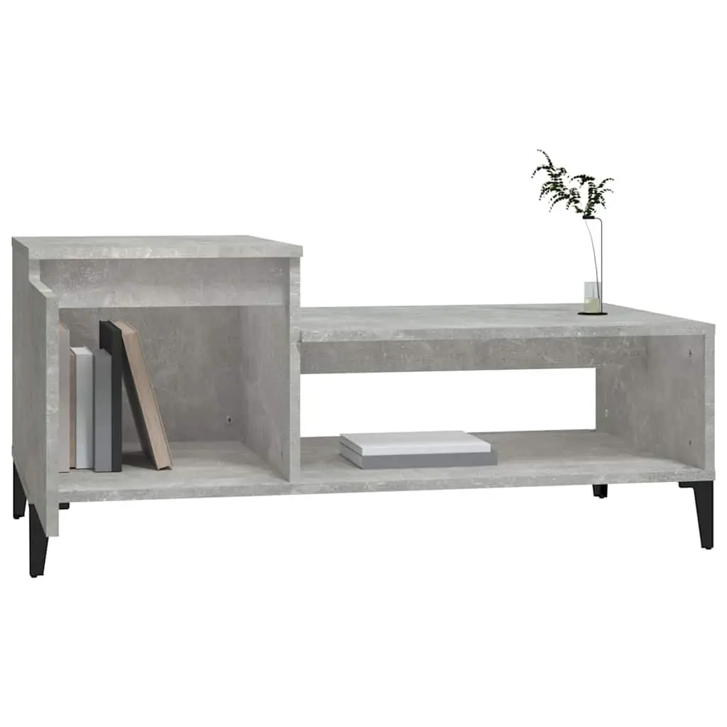 Coffee Table Grey Engineered Wood 100x50x45cm Storage Compartment Shelf Door