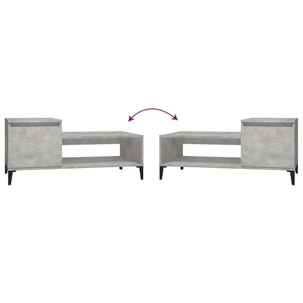 Coffee Table Grey Engineered Wood 100x50x45cm Storage Compartment Shelf Door