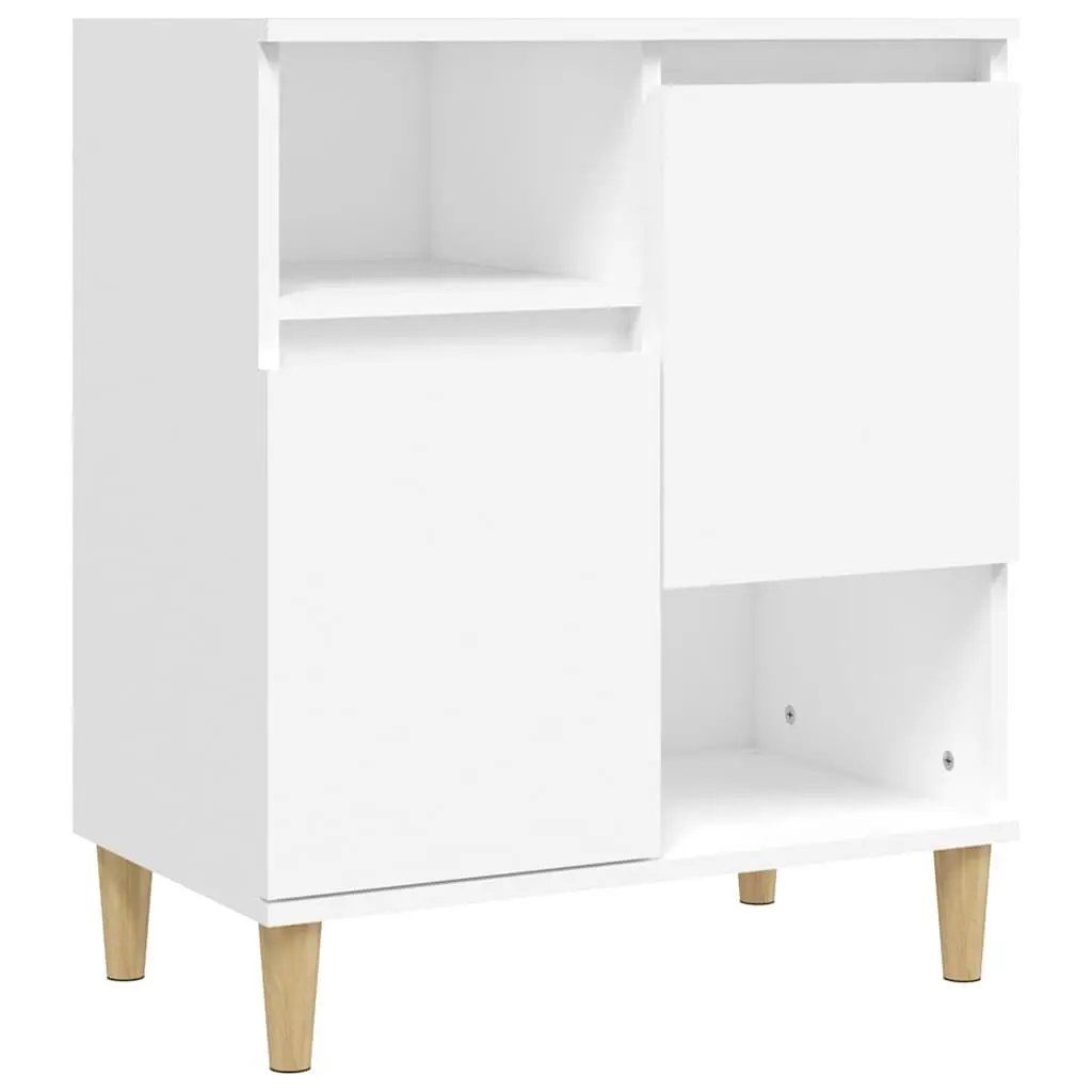 White Storage Cabinet Sideboard Engineered Wood 4 Compartment 2 Door