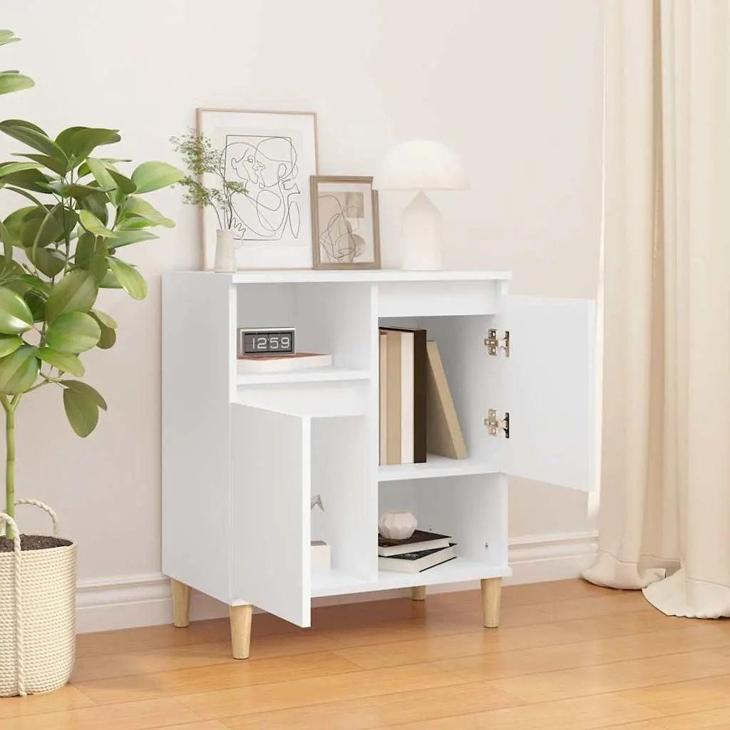 White Storage Cabinet Sideboard Engineered Wood 4 Compartment 2 Door