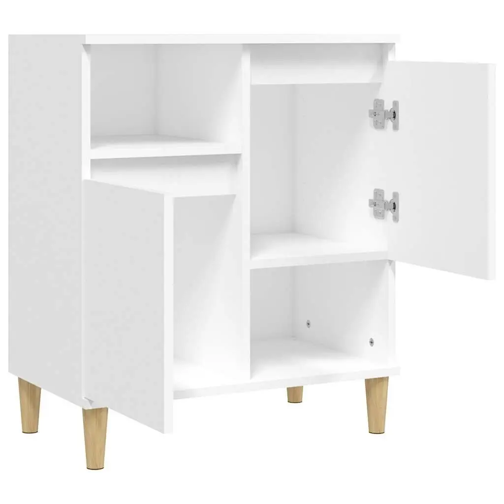 White Storage Cabinet Sideboard Engineered Wood 4 Compartment 2 Door