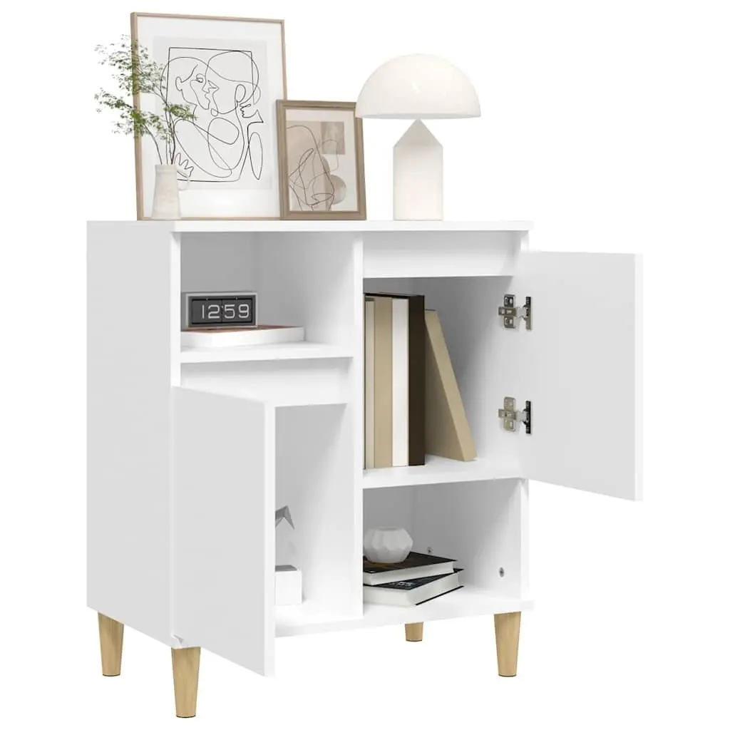 White Storage Cabinet Sideboard Engineered Wood 4 Compartment 2 Door