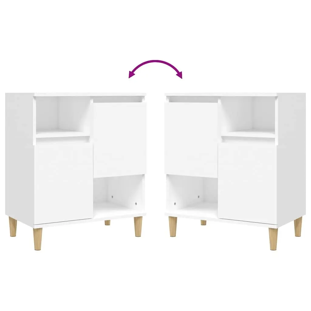 White Storage Cabinet Sideboard Engineered Wood 4 Compartment 2 Door
