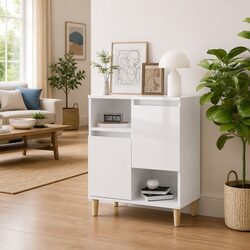 Elegant White High Gloss Sideboard Storage Cabinet