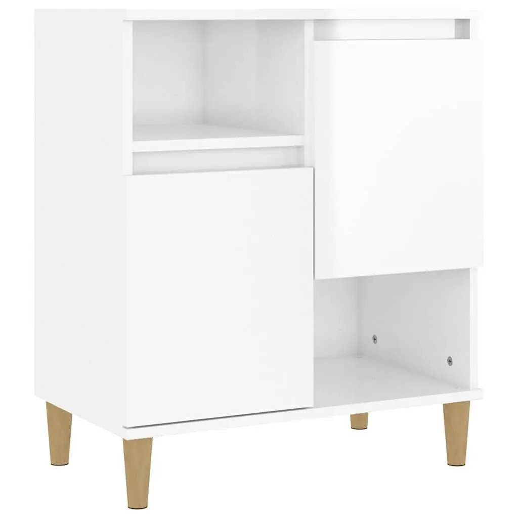 Sideboard White High Gloss 60x35x70cm Engineered Wood with Doors