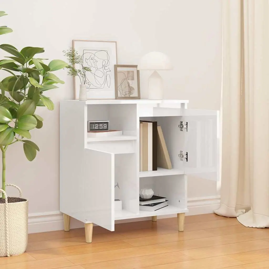Sideboard White High Gloss 60x35x70cm Engineered Wood with Doors