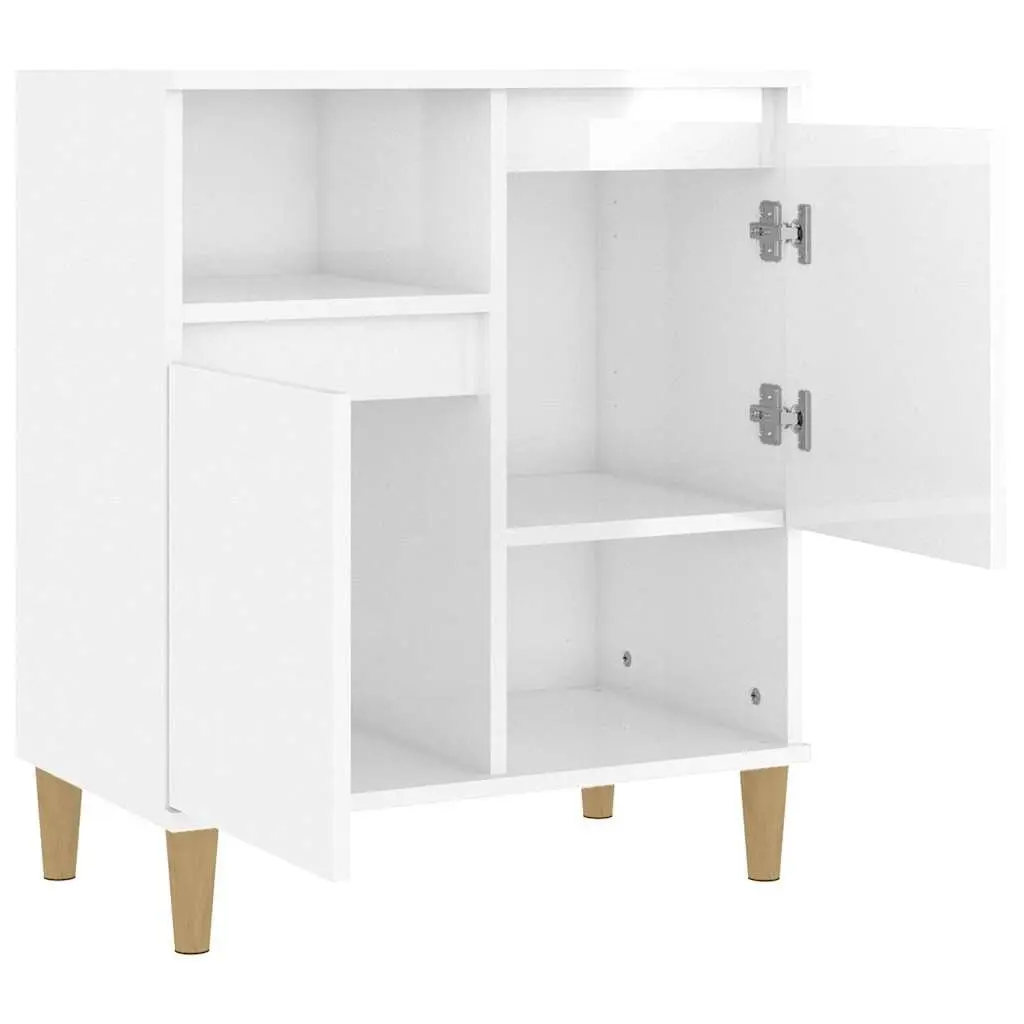 Sideboard White High Gloss 60x35x70cm Engineered Wood with Doors